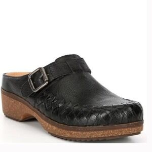 Brioso Size 8 Black Leather Braided Clogs Jordyn Slip On  Mule